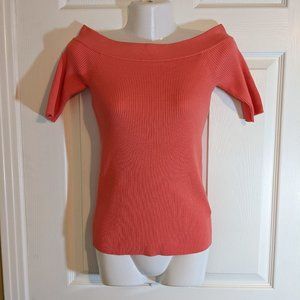 Anthropologie Coral/Salmon/Orange Off Shoulder Ribbed Top - size XS NWOT